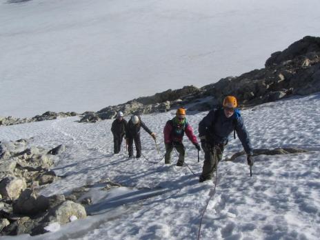 Randonnée glaciaire, montée à la Pointe de la Golette