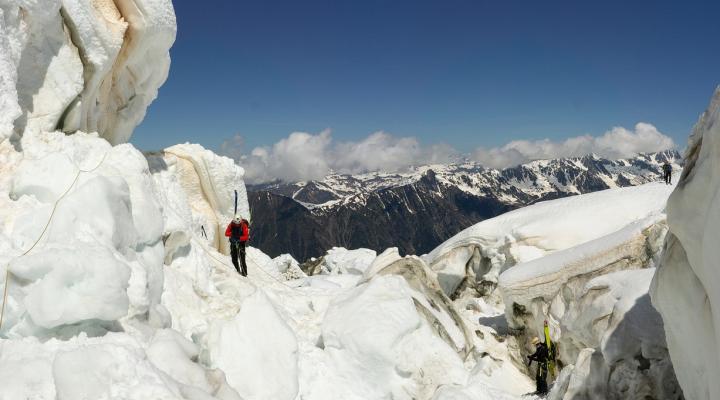Passage de la jonction, ainsi nommée car c'est la zone de rencontre des glaciers des Bossons et de Taconnaz