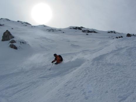ski hors piste face nord de Bellecote La Plagne