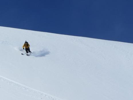 Hors piste à Val d'Isère descente du glacier des Sources de l'Isère