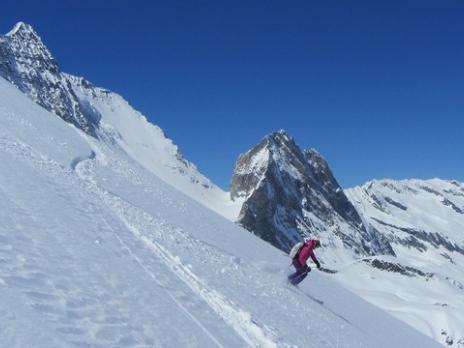 Hors piste à Tignes face nord de la Grande Motte