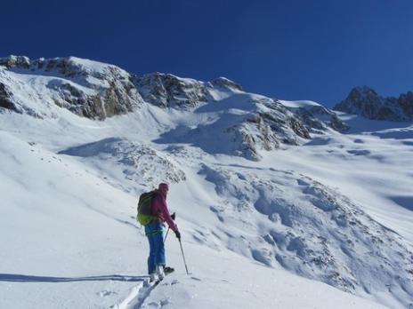 Ski de randonnée au Dôme des Glaciers le haut de la moraine
