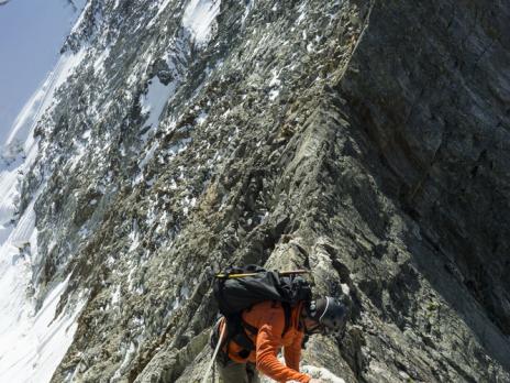 Le passage aérien et peu protégeable dans la descente du Besso.