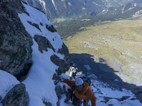 Ambiance goulotte en face nord.