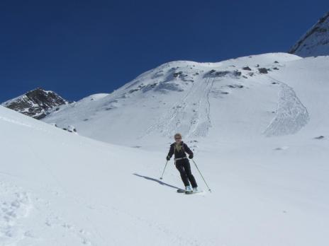Ski de rando aux Arcs - descente vers le refuge du Mont Pourri