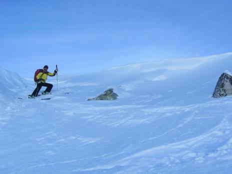 ski hors piste aux Arcs - Départ du couloir de Comborsière