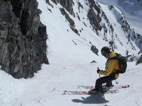 Hors piste à Tignes - départ du couloir du 3500