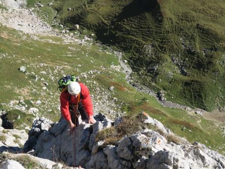 Escalade dans la voie des Cristaux