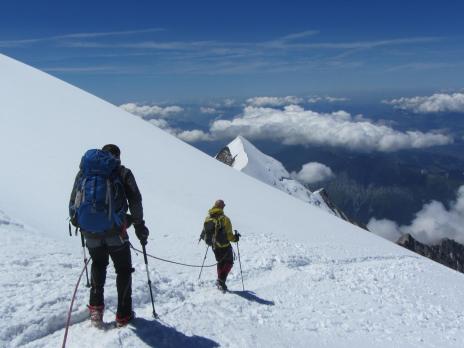 Ascension du Mont Blanc, descente vers le refuge