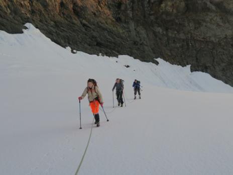 En arrivant sur le glacier