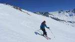 Ski de randonnée, l'Homme Cairn au dessus de Bourg Saint Maurice
