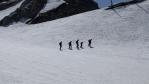 En montant sur le glacier de Bellecotte