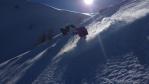 Hors piste La Plagne - face Nord du Friolin au dessus du lac de l'Etroit