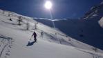 Hors piste La Plagne - face Nord du Friolin au dessus du lac de l'Etroit