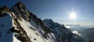 Vue sur l'aiguille depuis le début de l'arête Franco-italienne