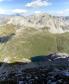Descente versant Nord-Est vers le Mont Blanc de Peisey. En dessous le lac de la Plagne.