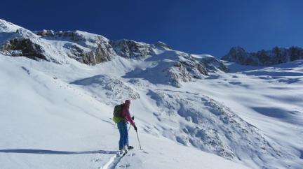 Ski de randonnée au Dôme des Glaciers le haut de la moraine
