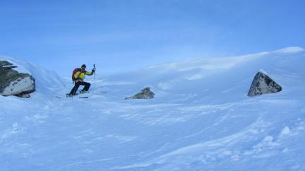 ski hors piste aux Arcs - Départ du couloir de Comborsière