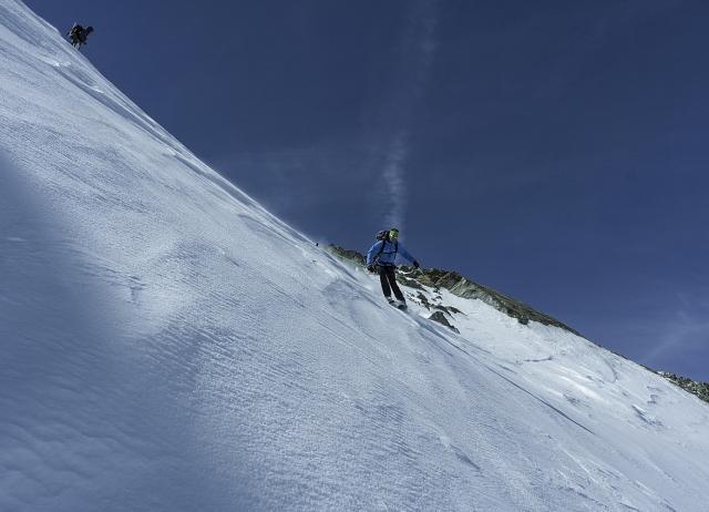Le col Money, côté nord, bien raide aussi...