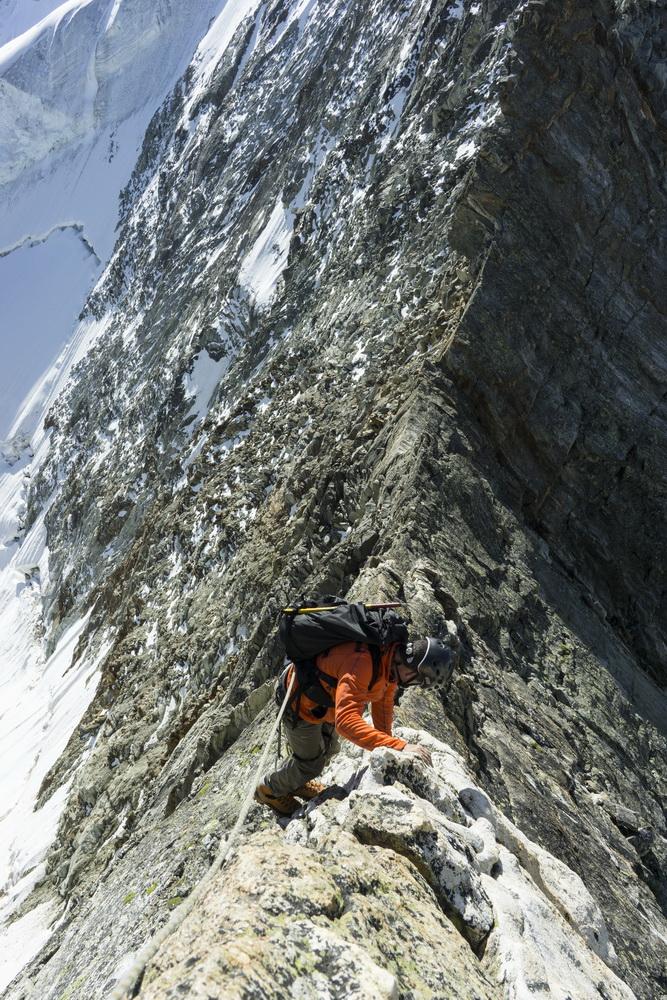 Le passage aérien et peu protégeable dans la descente du Besso.