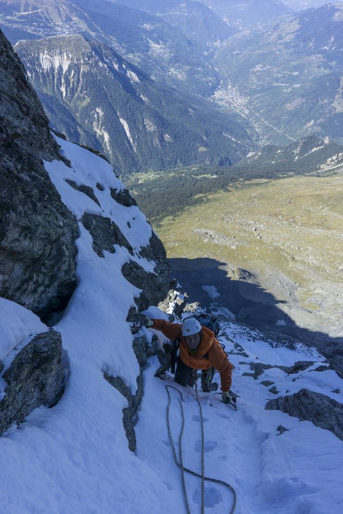 Ambiance goulotte en face nord.