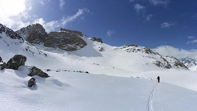 Dans le vallon qui mène au Monte Cervèt.