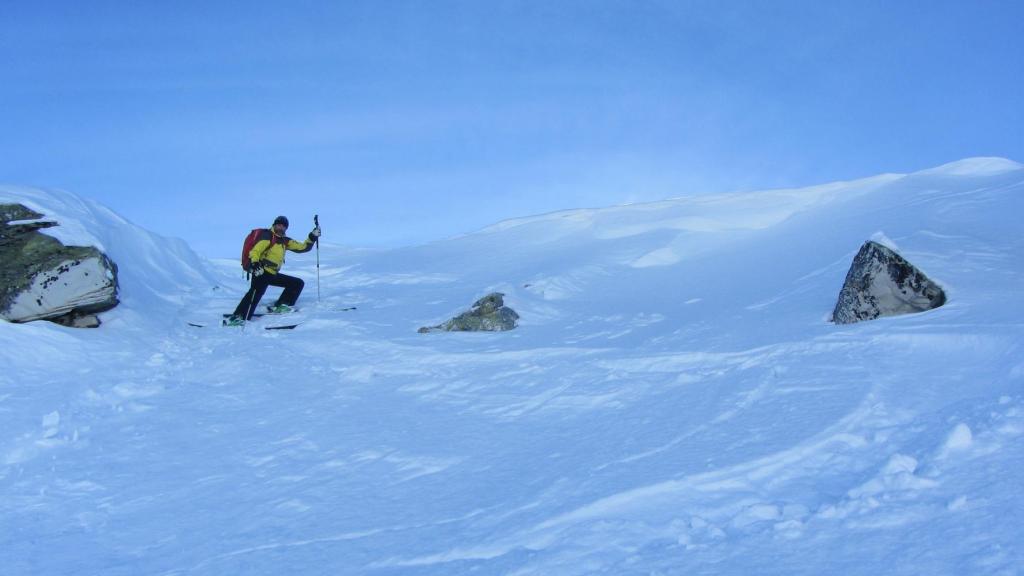 ski hors piste aux Arcs - Départ du couloir de Comborsière