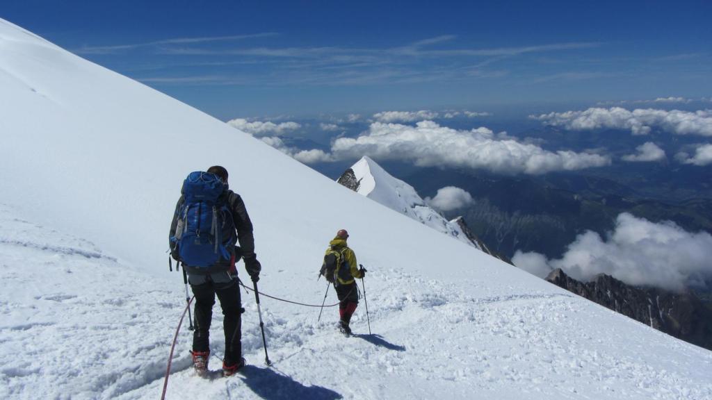 Ascension du Mont Blanc, descente vers le refuge