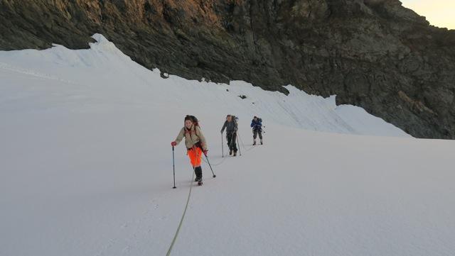 En arrivant sur le glacier
