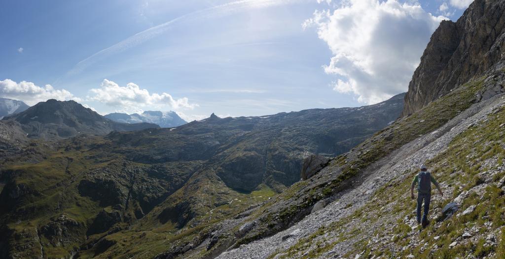 La vire pénible qui ramène vers Plan Richard